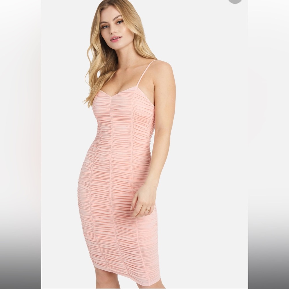 Pink ruched dress from bebe, never worn